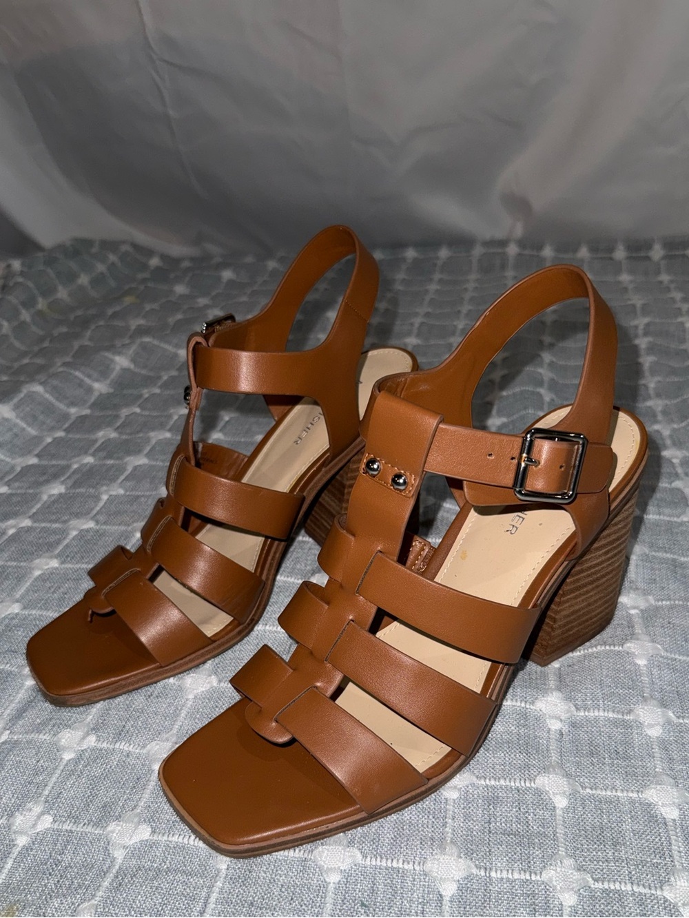 Women’s Marc Fisher Brown Strappy Block Heel Sandals